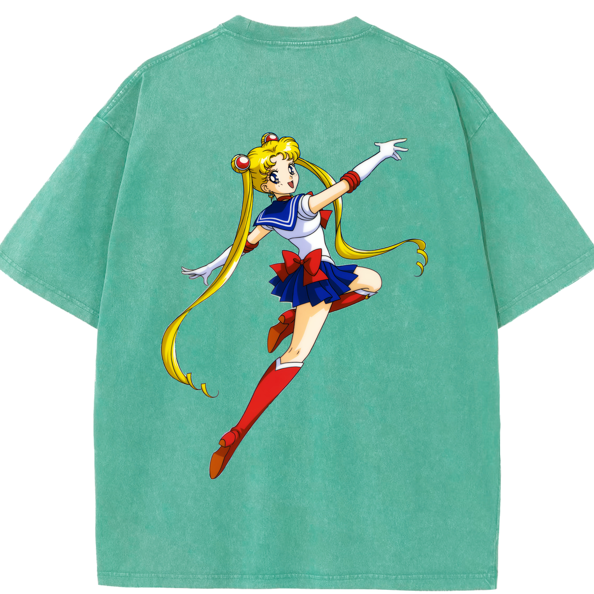（画像用） 美少女戦士セーラームーン 月野 うさぎ つきの うさぎ Sailor Moon Tsukino Usagi 綿100% ヴィンテージ風 半袖Tシャツ（背面プリント）